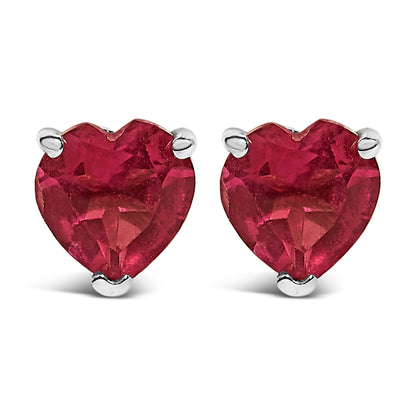 Pendientes de oro blanco de 14 quilates con solitario de amatista morada de corte corazón de 5 mm