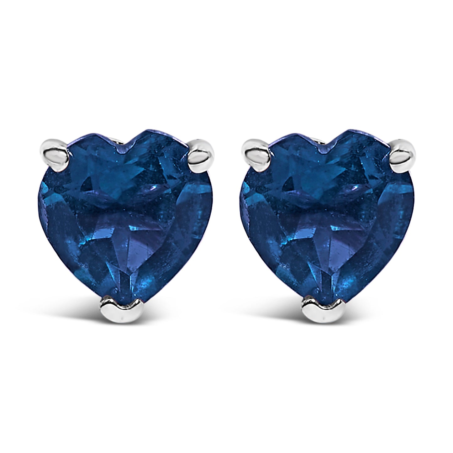 Pendientes de oro blanco de 14 quilates con solitario de amatista morada de corte corazón de 5 mm