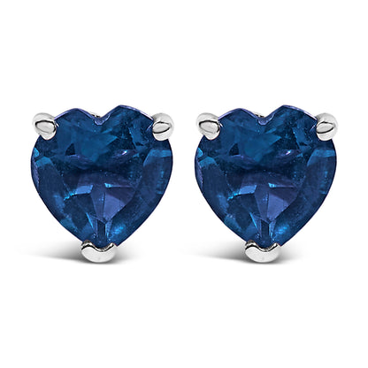 Pendientes de oro blanco de 14 quilates con solitario de amatista morada de corte corazón de 5 mm