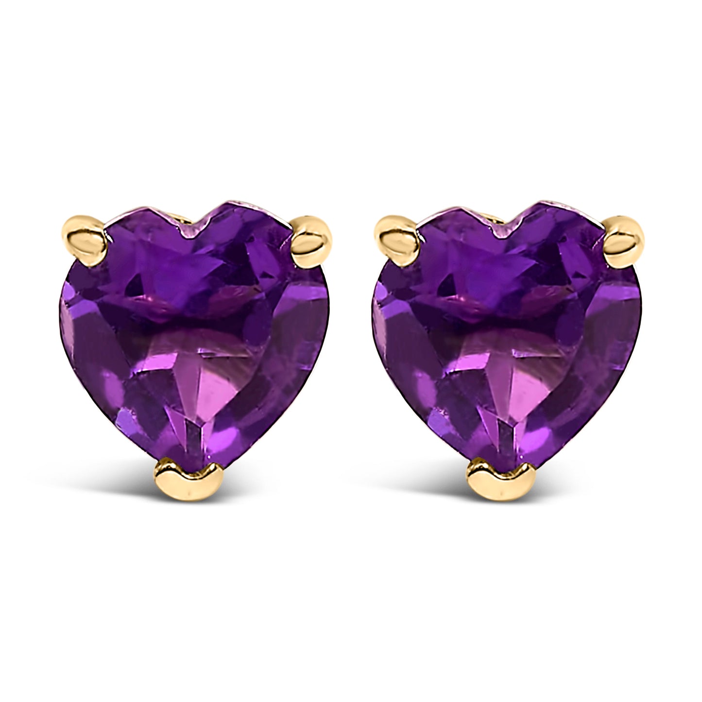 Pendientes de oro blanco de 14 quilates con solitario de amatista morada de corte corazón de 5 mm