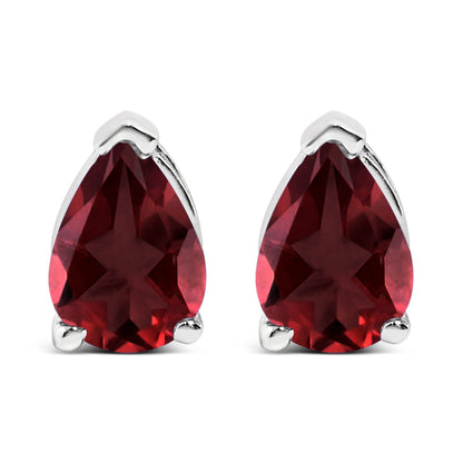 Pendientes de oro blanco de 14 quilates con solitario de amatista morada en forma de pera de 6x4MM