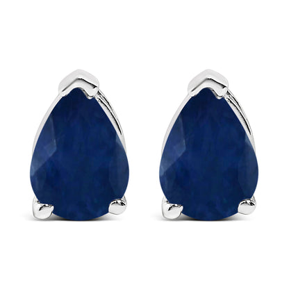 Pendientes de oro blanco de 14 quilates con solitario de amatista morada en forma de pera de 6x4MM