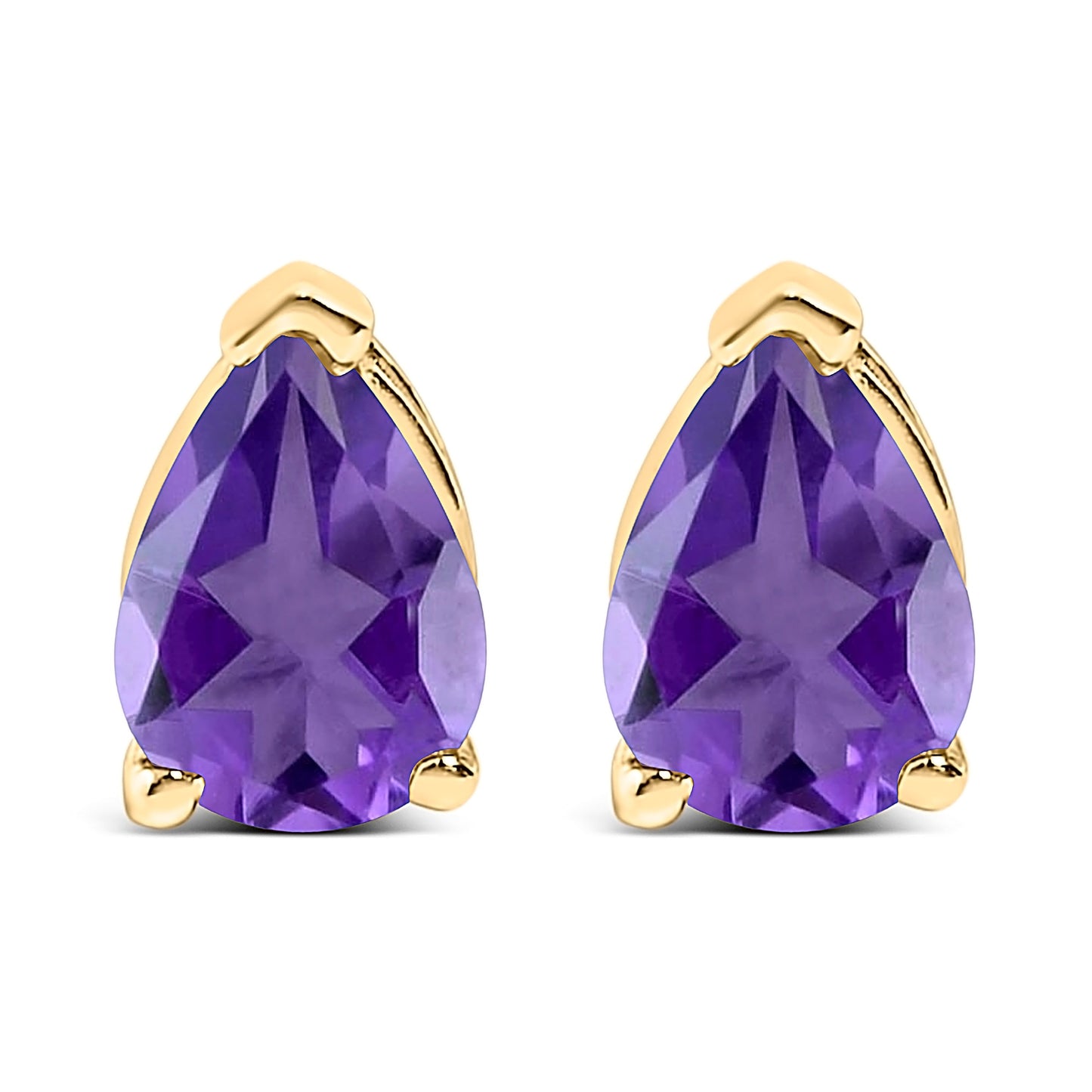 Pendientes de oro blanco de 14 quilates con solitario de amatista morada en forma de pera de 6x4MM