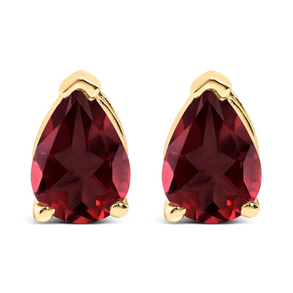 Pendientes de oro blanco de 14 quilates con solitario de amatista morada en forma de pera de 6x4MM