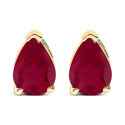 Pendientes de oro blanco de 14 quilates con solitario de amatista morada en forma de pera de 6x4MM