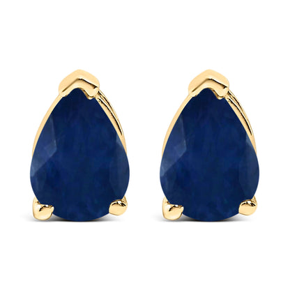 Pendientes de oro blanco de 14 quilates con solitario de amatista morada en forma de pera de 6x4MM