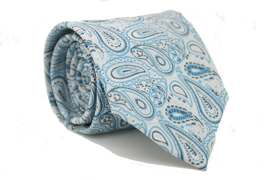 Mens Dads Classic Turquoise Paisley Pattern Business Casual Necktie & Hanky Set GF-5