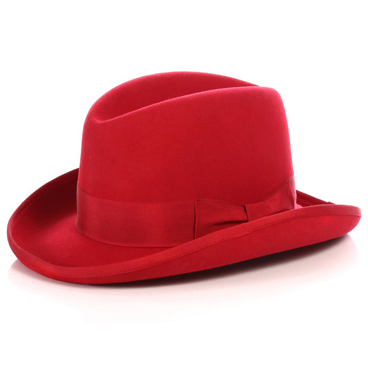 Ferrecci Red Wool Felt Godfather Fedora Hat