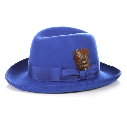 Ferrecci Royal Blue Wool Felt Godfather Fedora Hat