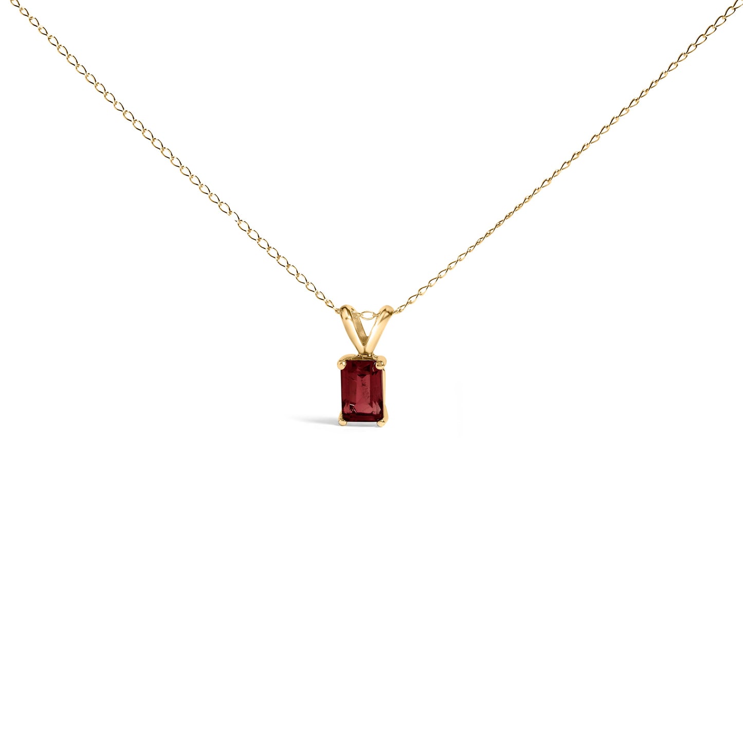 Collar con colgante solitario de amatista morada de 6x4 mm de talla esmeralda de oro blanco de 14 quilates