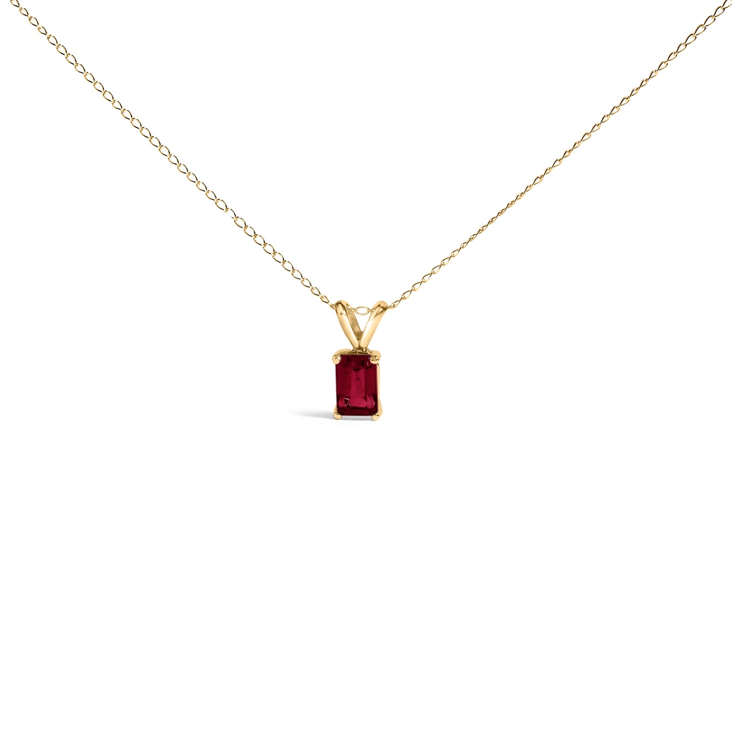 Collar con colgante solitario de amatista morada de 6x4 mm de talla esmeralda de oro blanco de 14 quilates