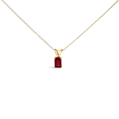 Collar con colgante solitario de amatista morada de 6x4 mm de talla esmeralda de oro blanco de 14 quilates