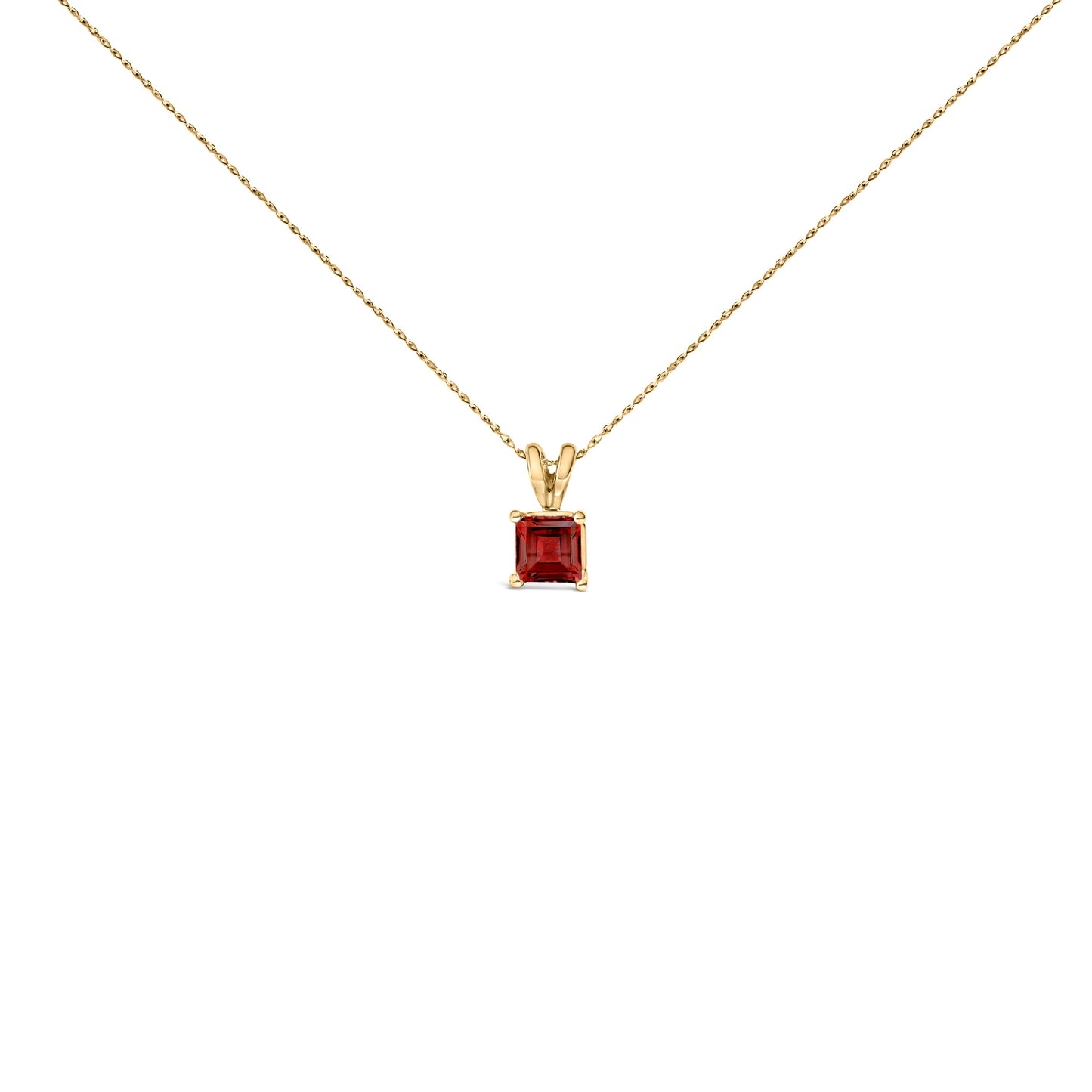 Collar con colgante solitario de amatista morada de oro blanco de 14 quilates con forma cuadrada de 5x5 mm