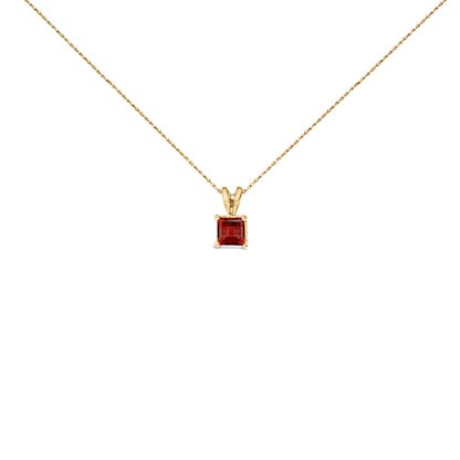Collar con colgante solitario de amatista morada de oro blanco de 14 quilates con forma cuadrada de 5x5 mm