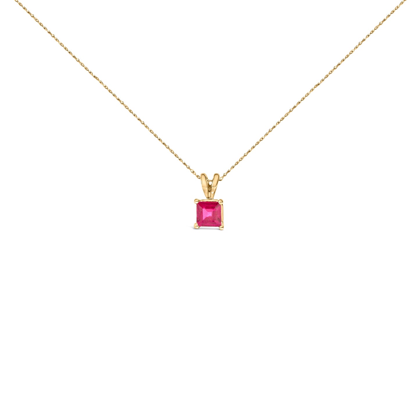 Collar con colgante solitario de amatista morada de oro blanco de 14 quilates con forma cuadrada de 5x5 mm
