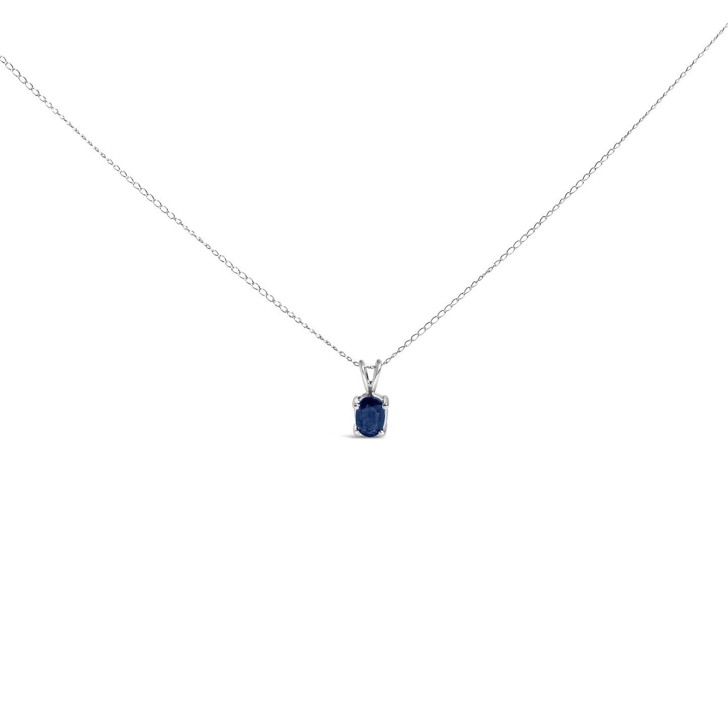 Collar con colgante solitario de amatista morada talla ovalada de 6x4 mm en oro blanco de 14 quilates