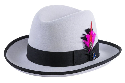 Ferrecci Grey & Black Australian Fur Felt Godfather Hat