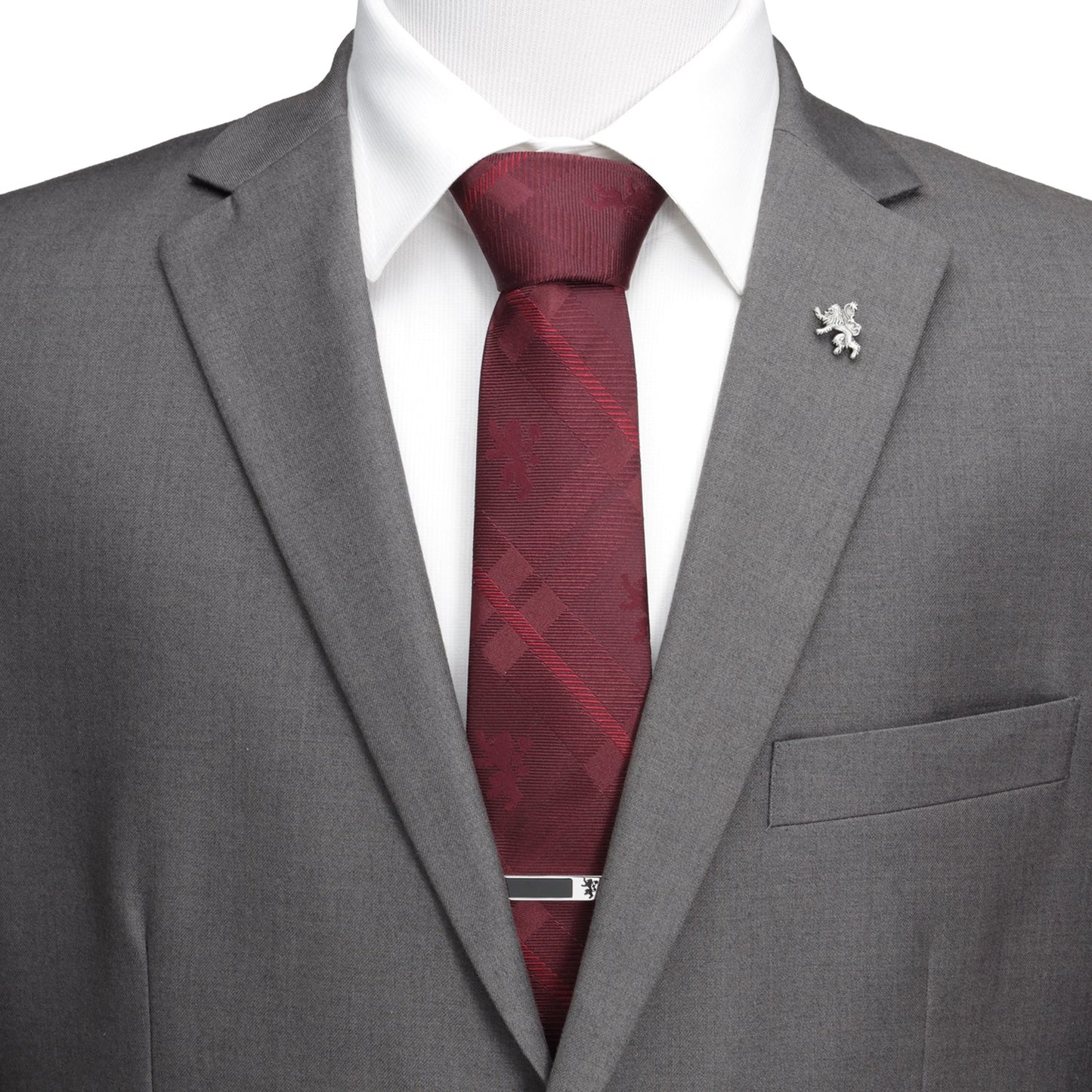 Game of Thrones Lannister Lion Red Plaid Silk Men's Tie