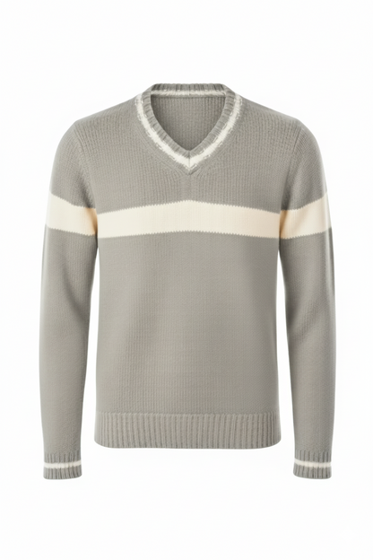 Fedeli Virgin Wool V-Neck Knit Sweater