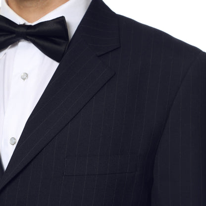 Navy Pinstripe Wool Business Casual Mens Uniform Blazer