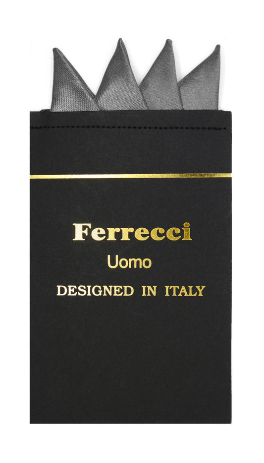 Pre-Folded Microfiber Charcoal Handkerchief Pocket Square