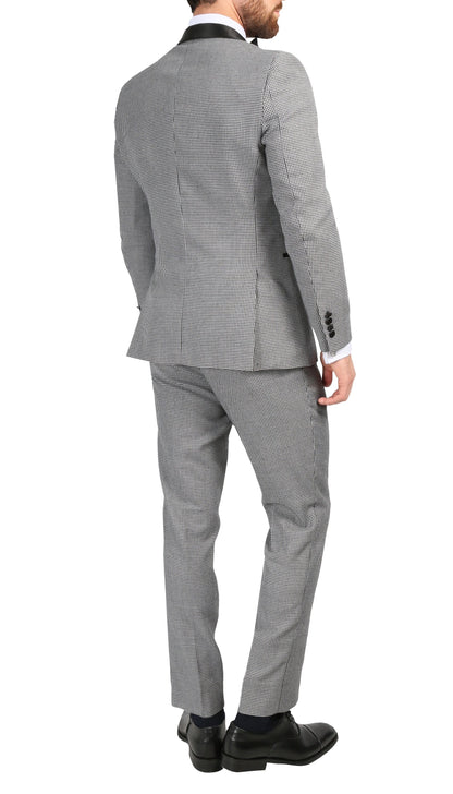 Men's Hilton Skinny Slim Fit Houndstooth Shawl Lapel 2pc Tuxedo