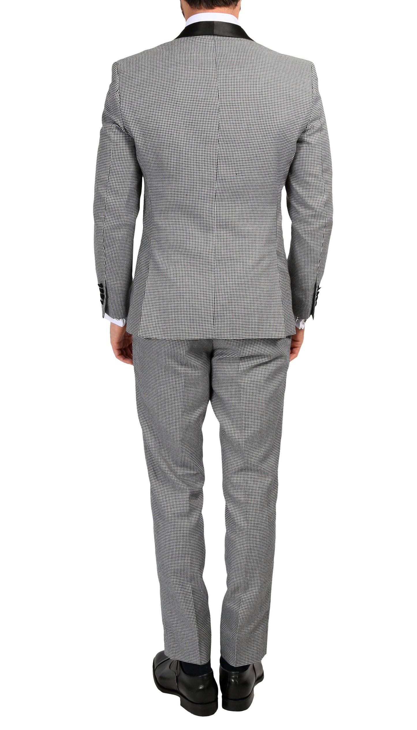 Men's Hilton Skinny Slim Fit Houndstooth Shawl Lapel 2pc Tuxedo