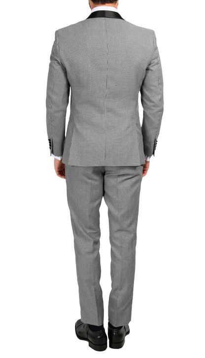 Men's Hilton Skinny Slim Fit Houndstooth Shawl Lapel 2pc Tuxedo