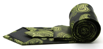 Mens Dads Classic Green Paisley Pattern Business Casual Necktie & Hanky Set HO-3