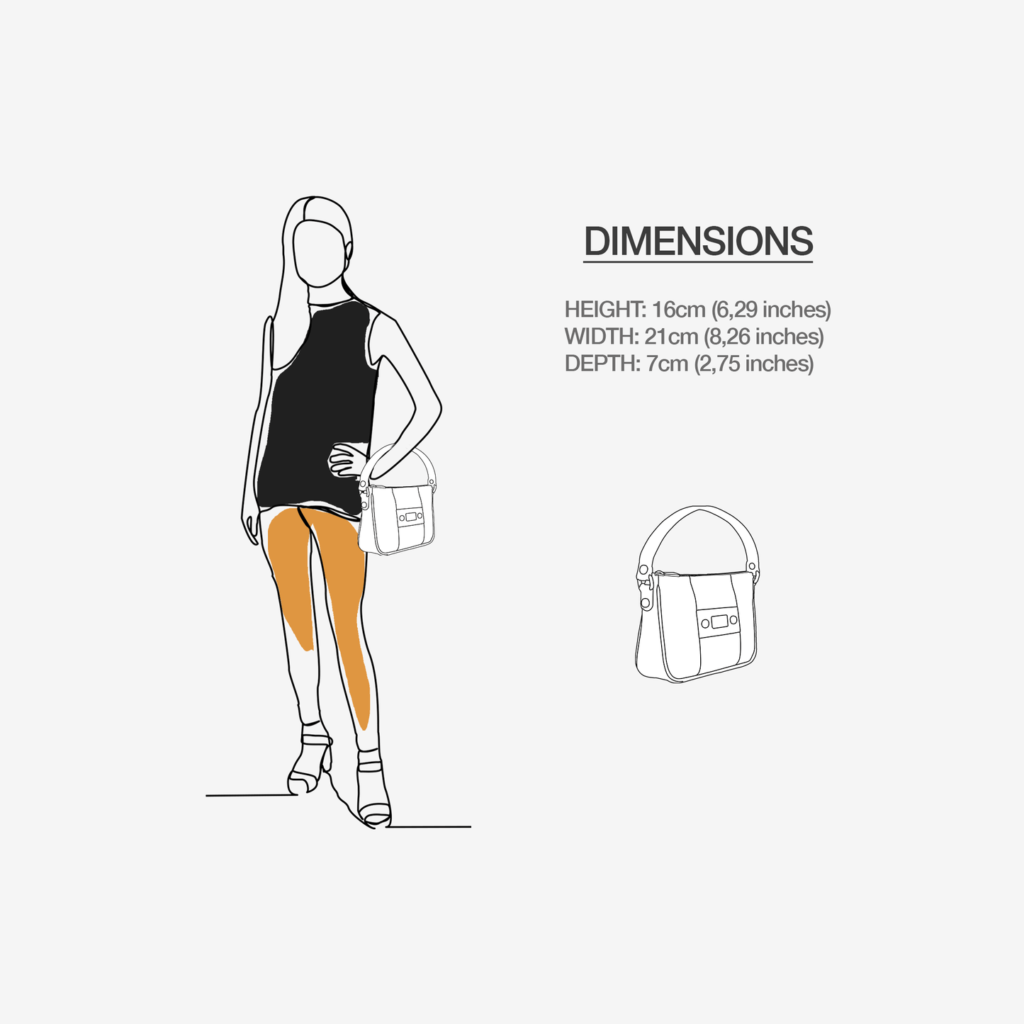 Bolso BYMANYC ® Nueva York – Tira vertical vegana de alta costura en negro y dorado de lujo