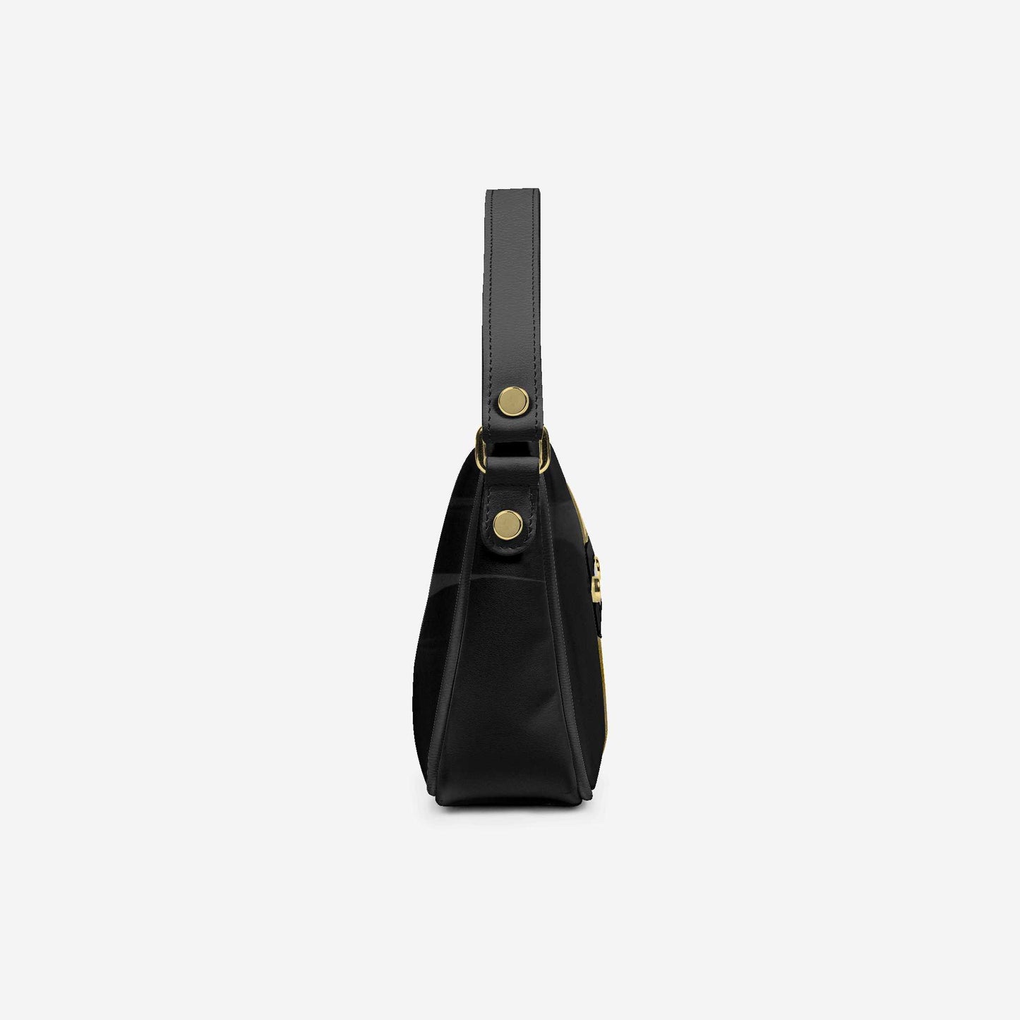 Bolso BYMANYC ® Nueva York – Tira vertical vegana de alta costura en negro y dorado de lujo