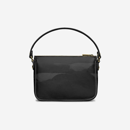 Bolso BYMANYC ® Nueva York – Tira vertical vegana de alta costura en negro y dorado de lujo