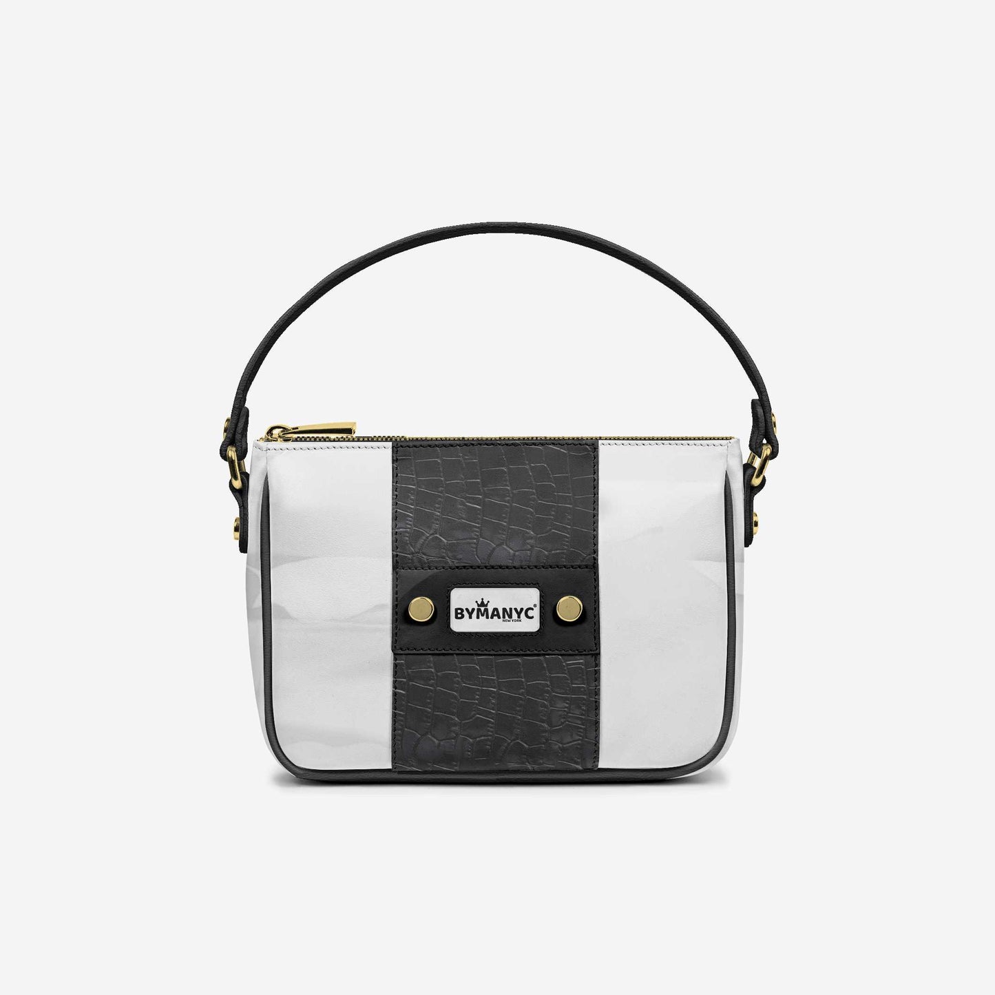 Bolso BYMANYC ® New York – Banda Vertical Vegana de Alta Costura en Oro Medianoche