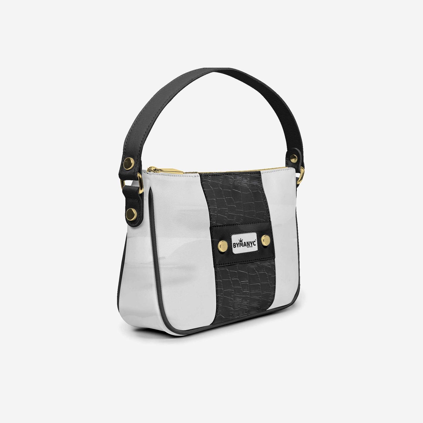 Bolso BYMANYC ® New York – Banda Vertical Vegana de Alta Costura en Oro Medianoche