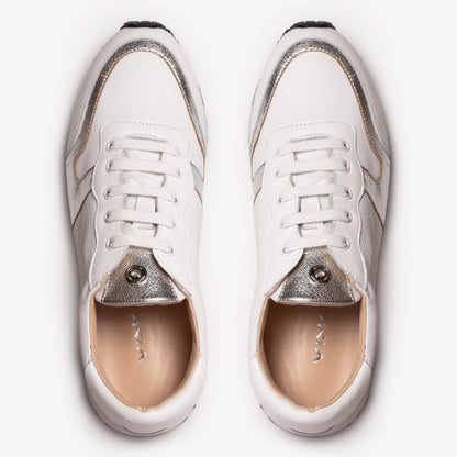The Masal White Leather Women Sneaker