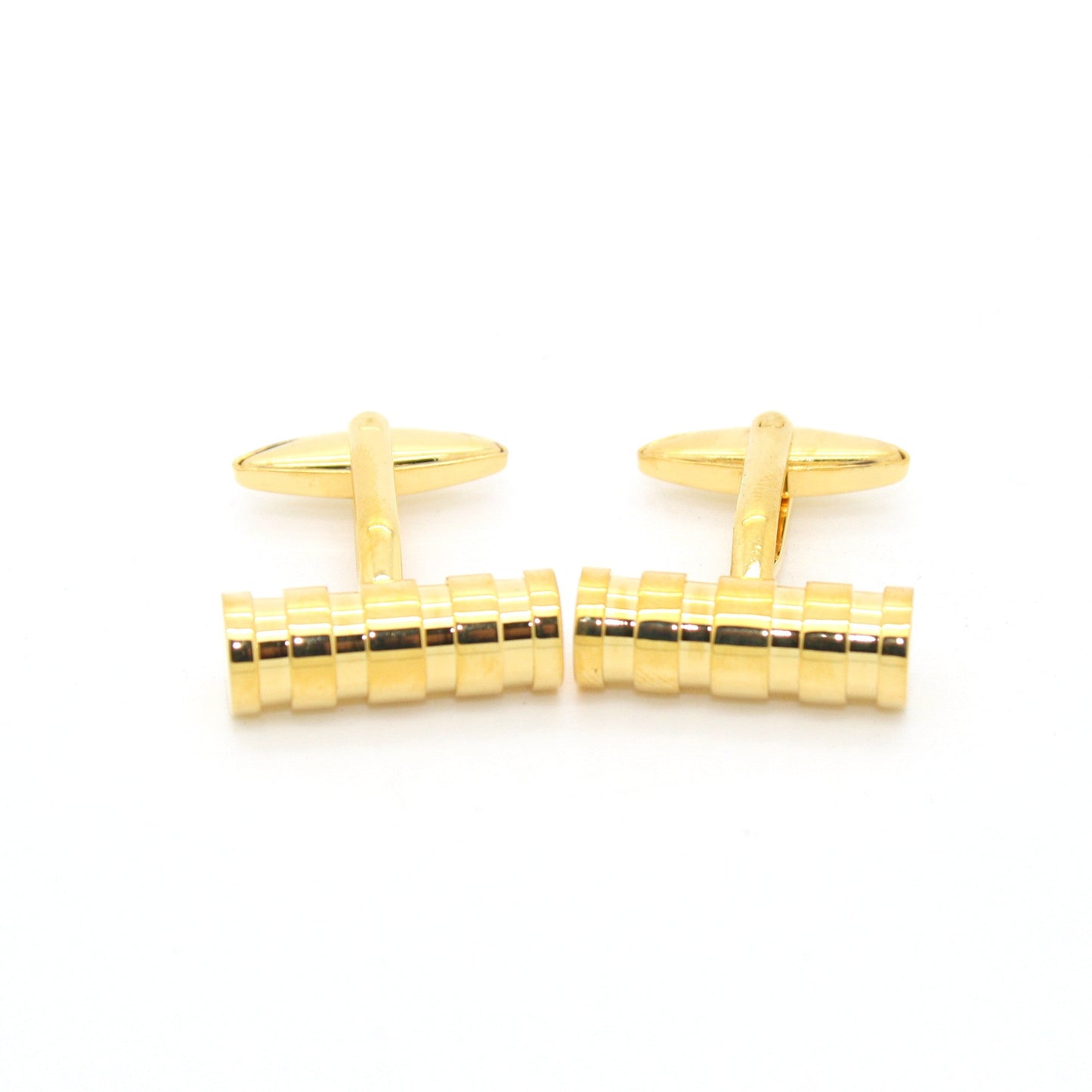 Goldtone Brass Ridgid Cylinder Cuff Links With Jewelry Box