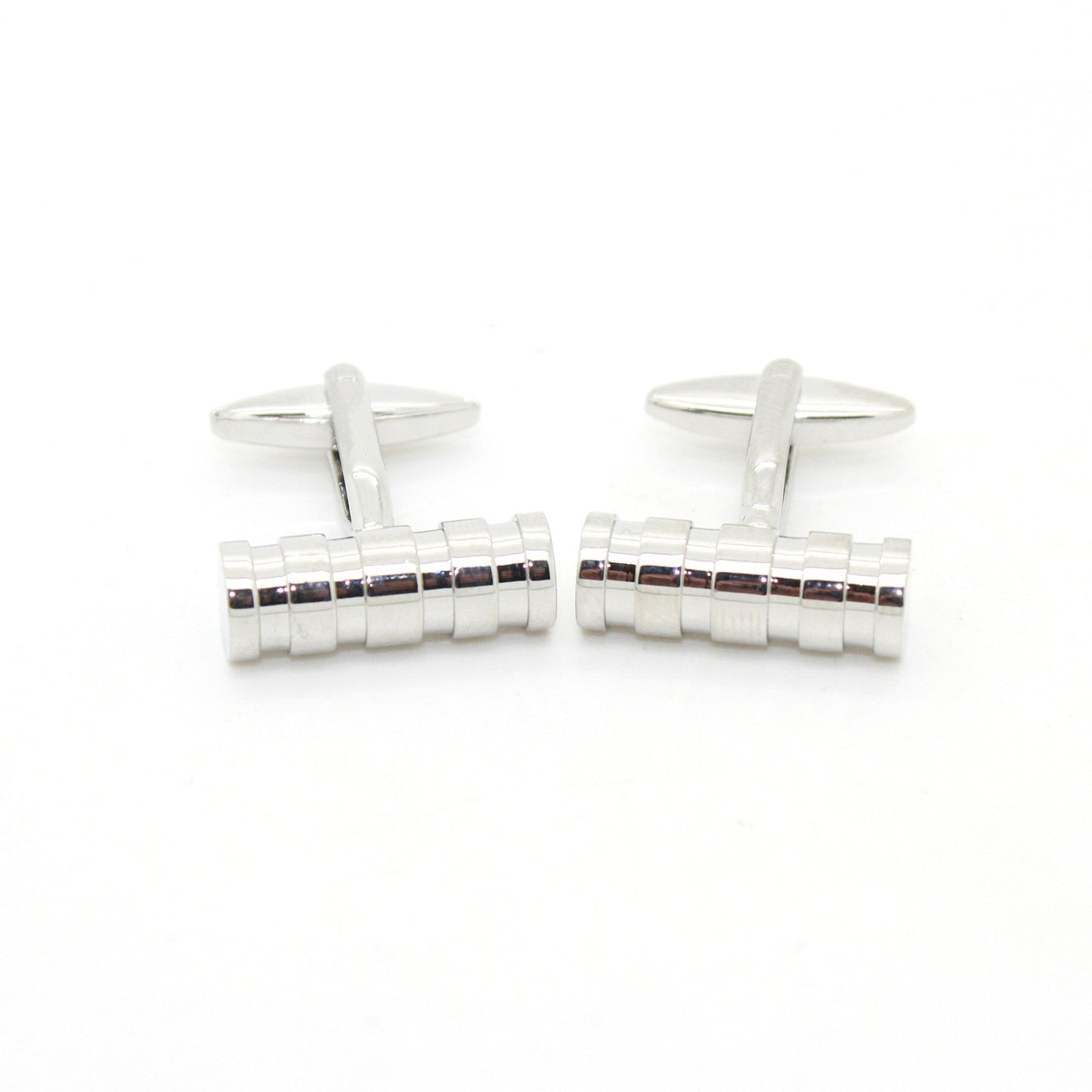 Silvertone Brass Ridgid Cylinder Cuff Links With Jewelry Box