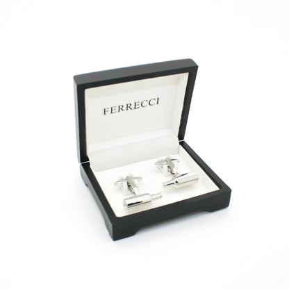 Silvertone Bottle Cuff Links With Jewelry Box