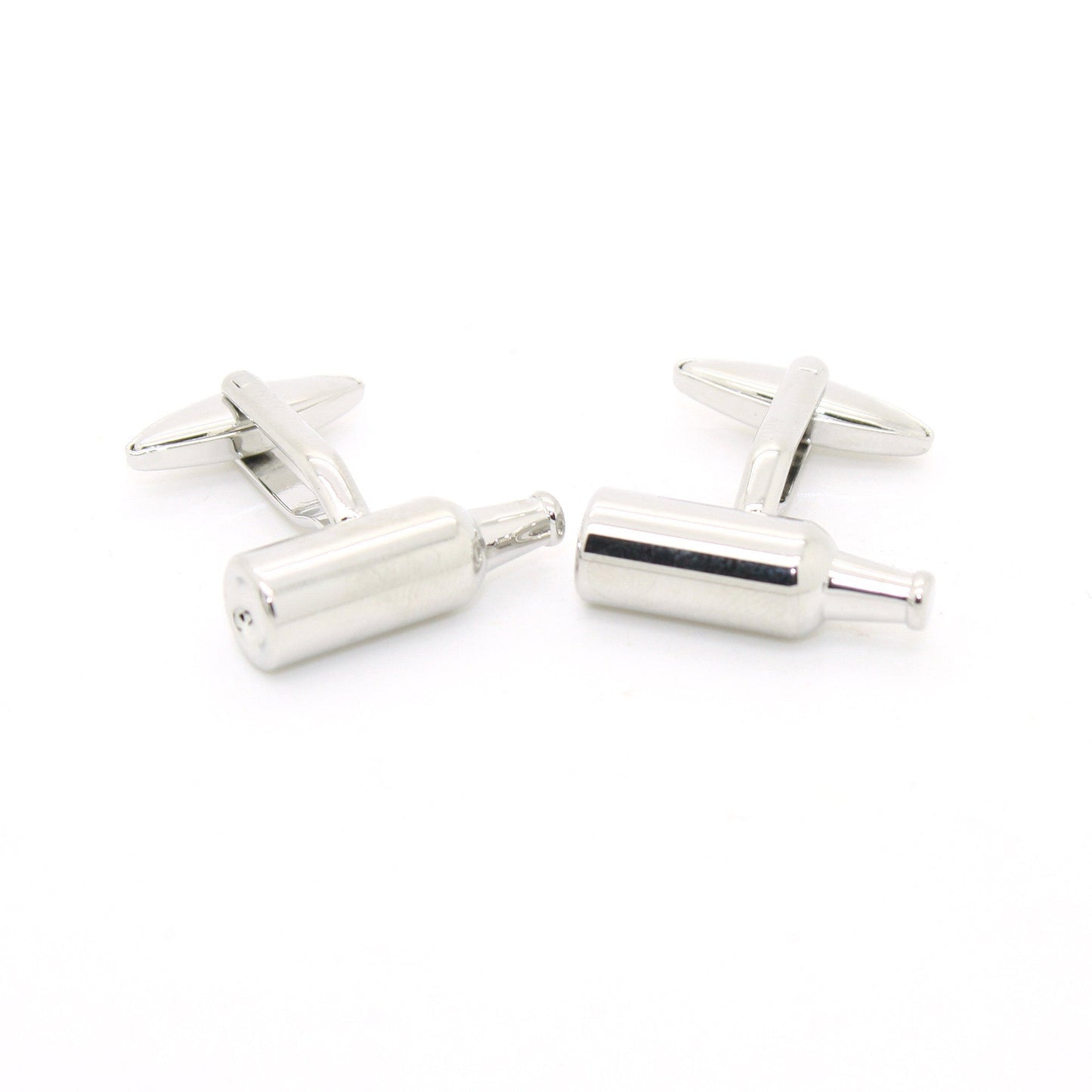 Silvertone Bottle Cuff Links With Jewelry Box