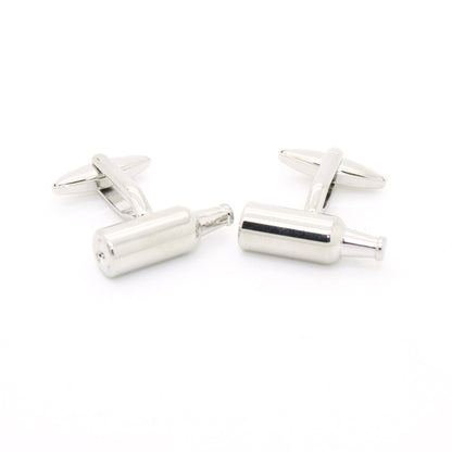 Silvertone Bottle Cuff Links With Jewelry Box