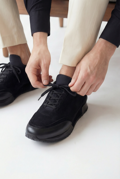 The Hudson Black Suede Men Sneaker