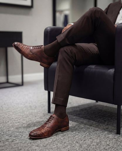 The Varenne Tan Pythn Leather Oxford Men Shoe