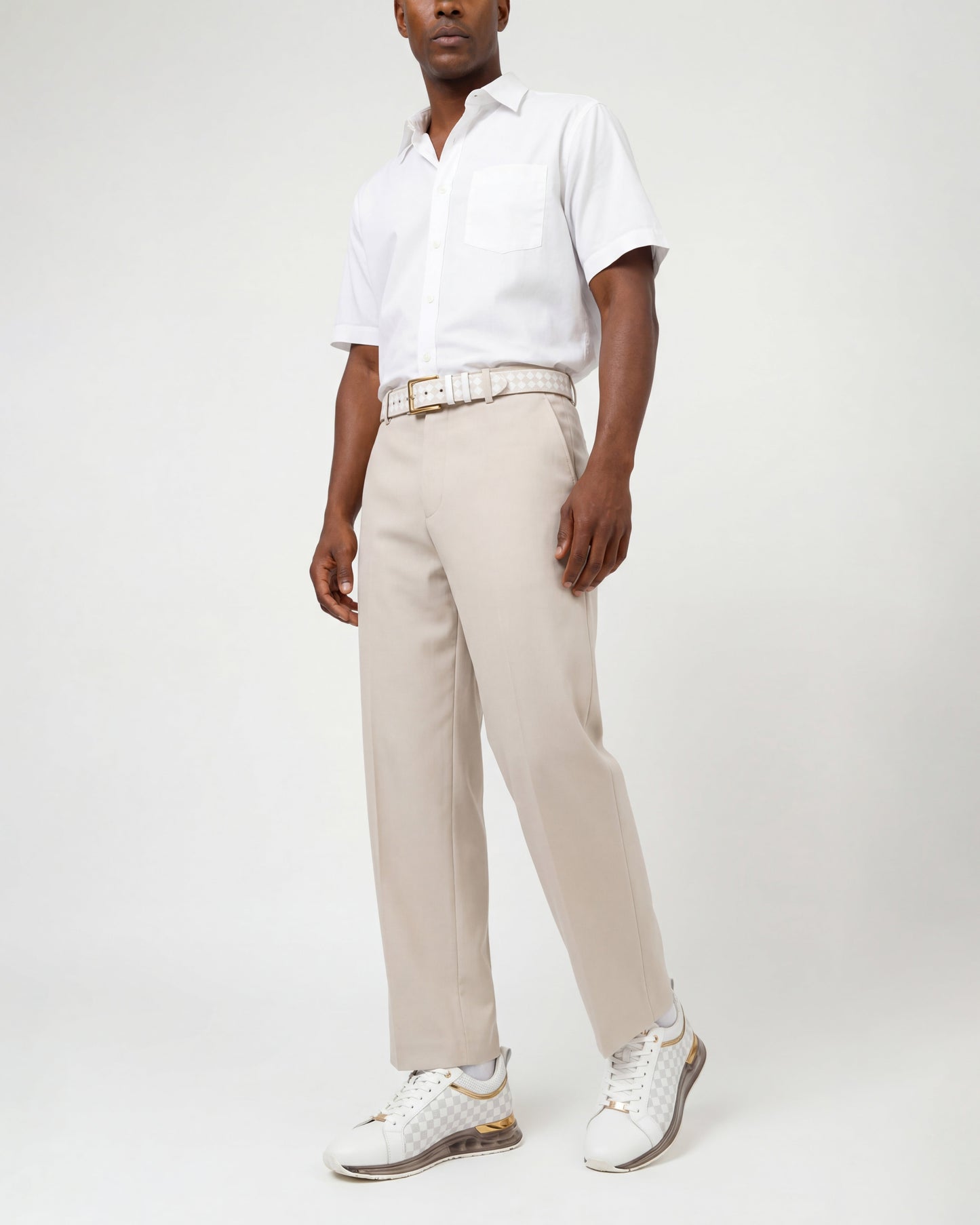 The Cenova White & Gold Leather Men Sneaker