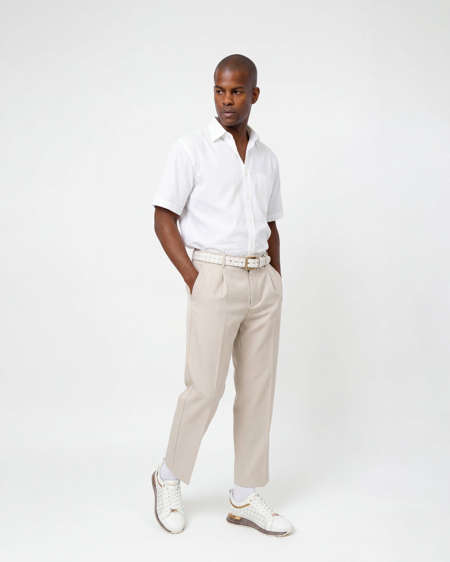The Cenova White & Gold Leather Men Sneaker