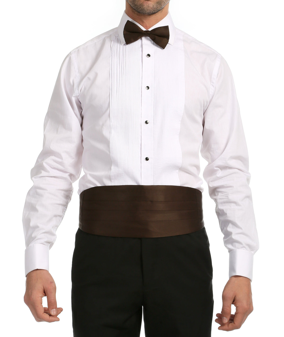 Men's Brown Satin Cummerbund & Bow Tie Set – Adjustable Tuxedo Set