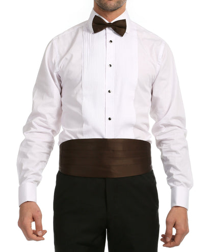 Men's Brown Satin Cummerbund & Bow Tie Set – Adjustable Tuxedo Set