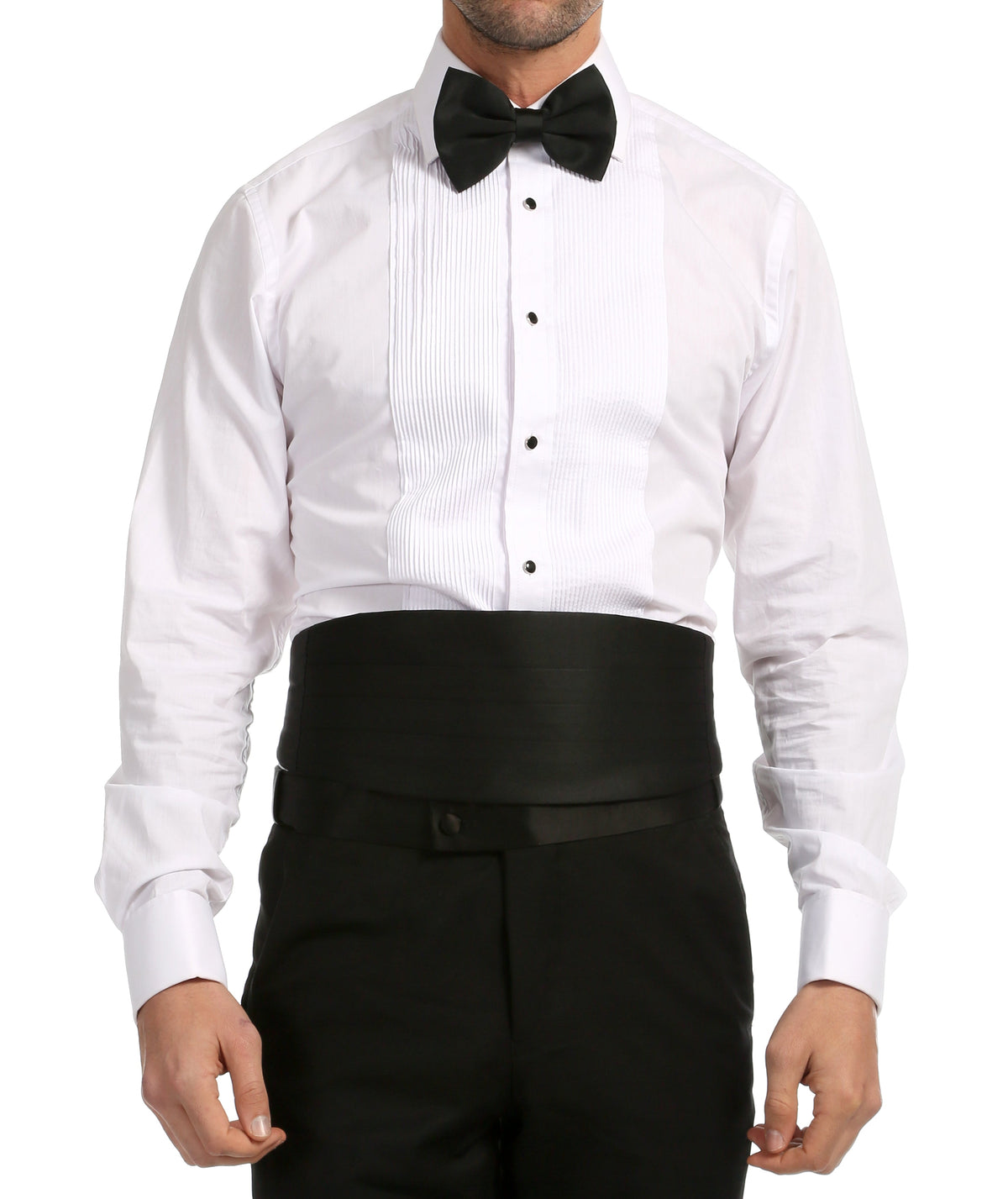 Men's Black Satin Cummerbund & Bow Tie Set – Adjustable Tuxedo Set