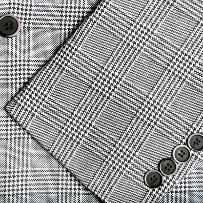 Conrad Skinny Slim Fit Grey 2pc Glen Plaid Peak Lapel Suit