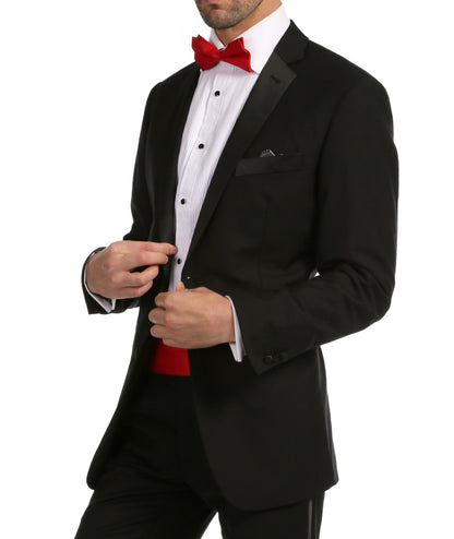 Men's Red Satin Cummerbund & Bow Tie Set – Adjustable Tuxedo Set