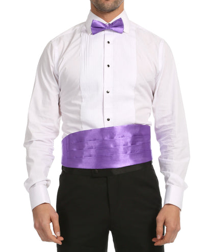 Men's Lilac Satin Cummerbund & Bow Tie Set – Adjustable Tuxedo Set